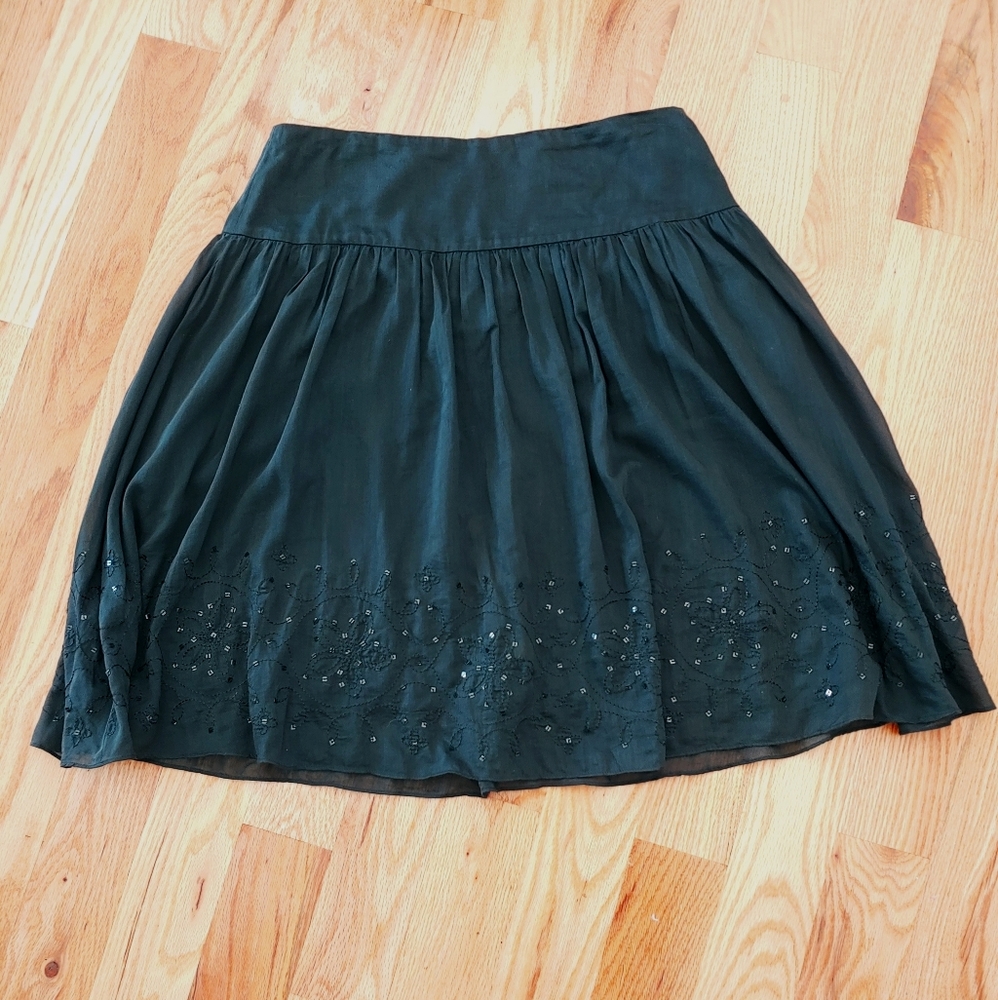 Express Black Skirt with Floral Stitch & Sequence